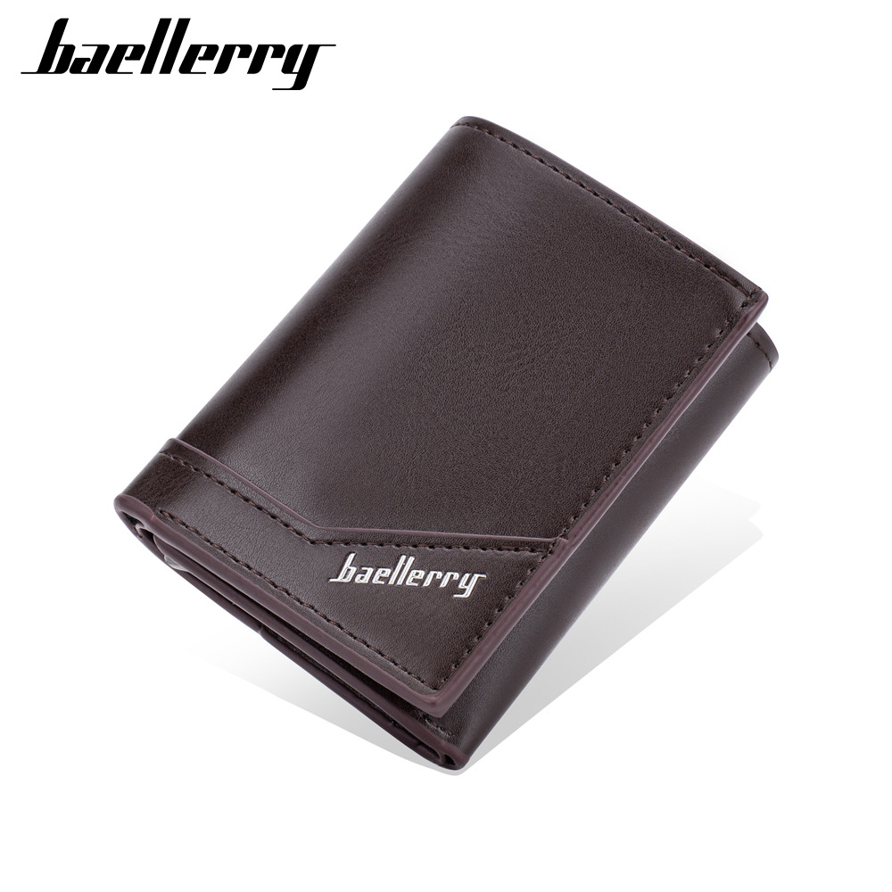 Baellerry 새로운 남성 카드 가방 크로스 보더 RFID 도난 방지 브러시 멀티 카드 지갑 3 중 스냅 버튼 카드 세트 남성