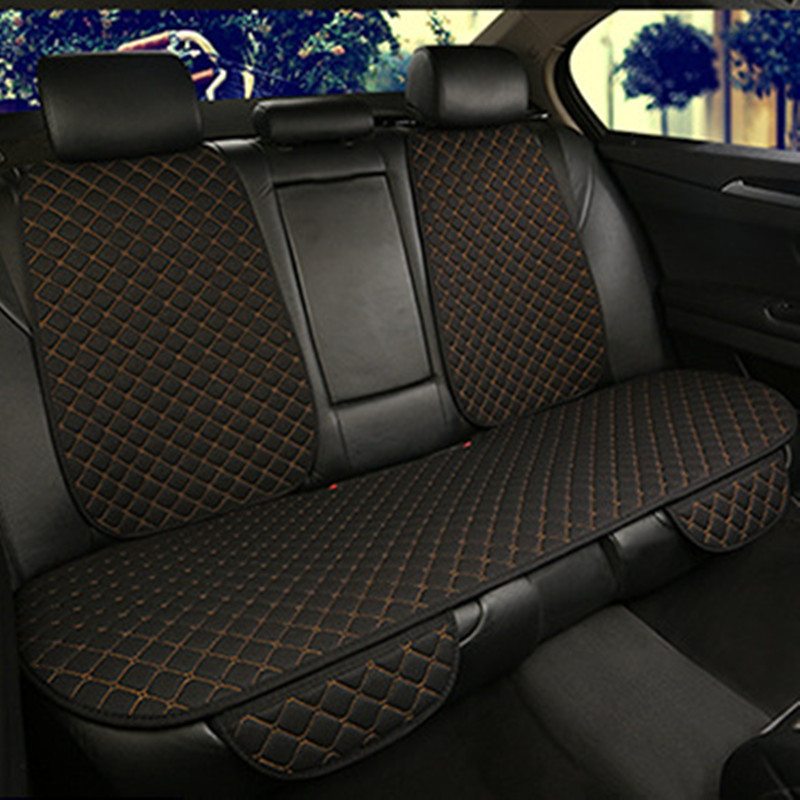 Seat cushion, seat cover, Universal Car Seat - square-linen-black-gold-with-rear-row-back-standard