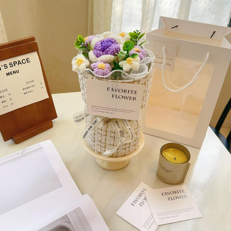 Xiaoxiangfeng 장미 보라색 + 핸드백 인사말 카드