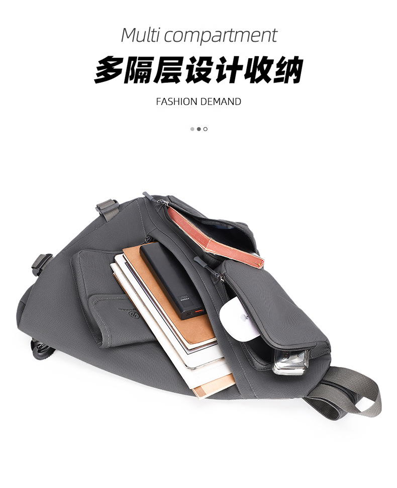 2025 New cross-border men's chest bag, casual men's bag, large-capacity retro multi-functional crossbody bag, soft leather single-shoulder bag undefined
