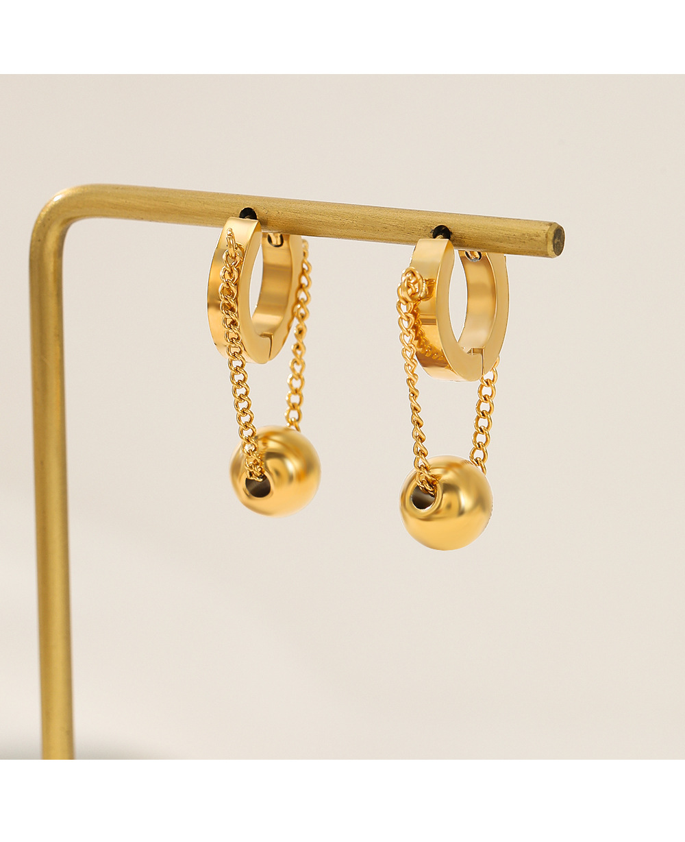 Fashion Simple Style Geometric Stainless Steel Tassel Plating Earrings