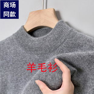 Cross-border 2024 Autumn and Winter New Wool Sweater Men's Half-high Collar Thickened Warm Machine Washable Base Men's Sweater