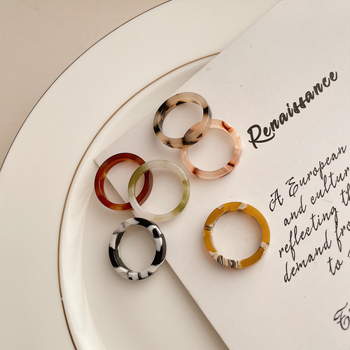 Dovi jewelry Korean cross-border hand jewelry acetate plate cold style women's ring multi-color ring wholesale women's jewelry