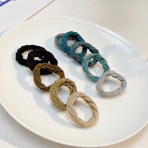 Gradient dark green coffee jacquard towel ring thick seamless high elasticity hair rope leather case