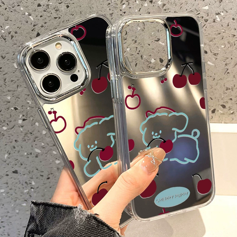 Apple, совместимый чехол для телефона, iPhone 15, iphone, 15promax, с маленькими медведями, зеркальный эффект, 14