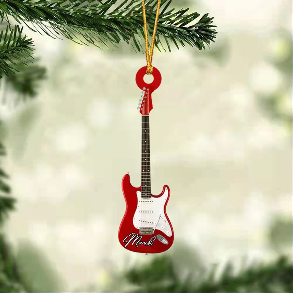 Nueva creativa personalizada mini Navidad amantes de la guitarra acrílico plana Espejo Retrovisor Del Coche adornos decoraciones image 4
