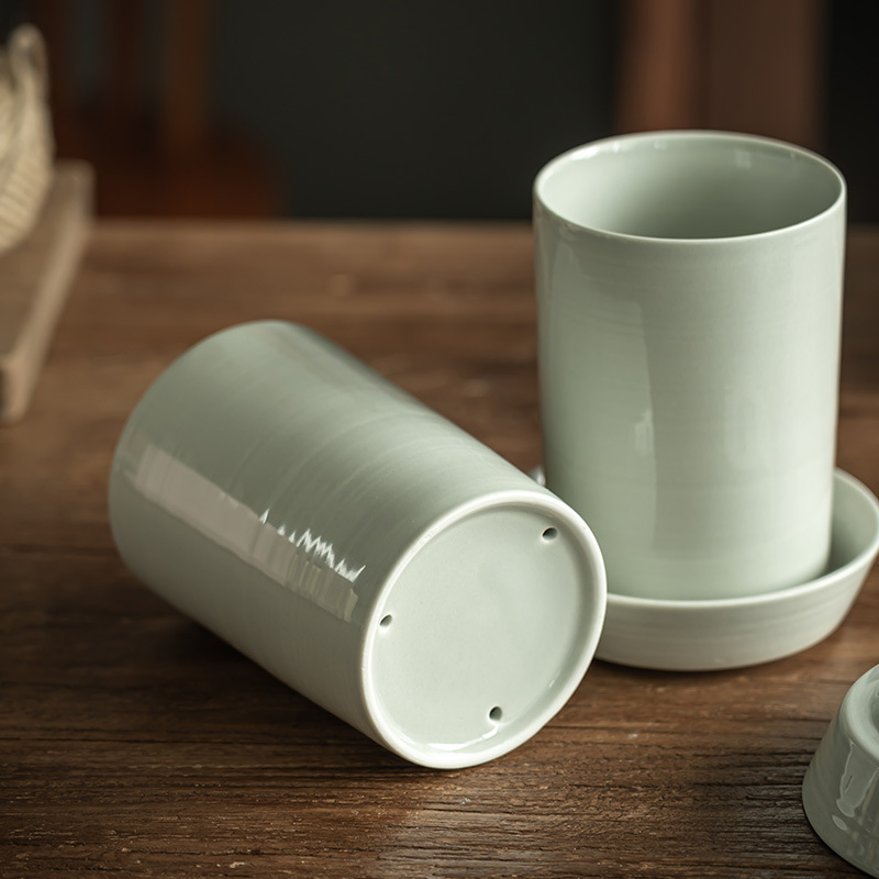 [Ayudante de almacenamiento] Cubo de palillos de escurrido de cerámica Cocina doméstica Cuchillos, tenedores, cucharas, latas de almacenamiento, mesas de hotel, cubo de palillos