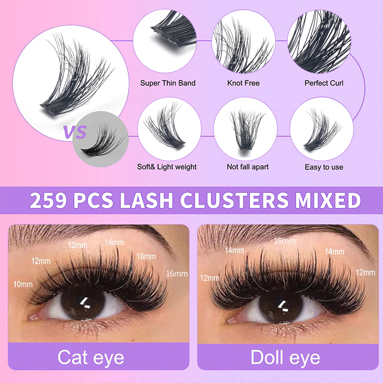 Suave 80D + 100D folga pestañas falsas 14 filas de comercio exterior de Europa y América D curva Amazon pestañas 3D