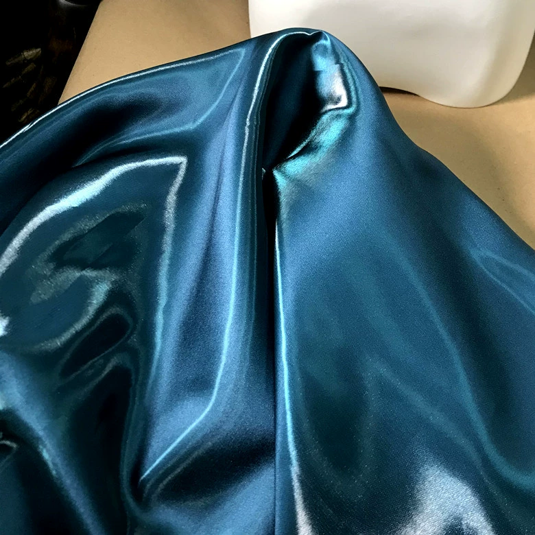 Water-gloss satin thickened support hard liquid metal crystal satin fabric jacket pants skirt clothing