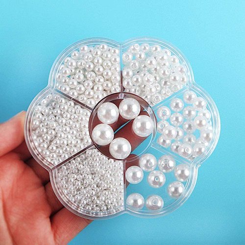 3/4/5/6/8/10/12mm round hole imitation pearl white plastic beads diy beading accessories