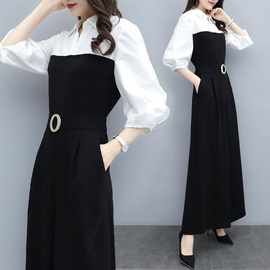 黑色连体裤女2025年春季新款韩版休闲气质阔腿连衣裤夏季连体套装