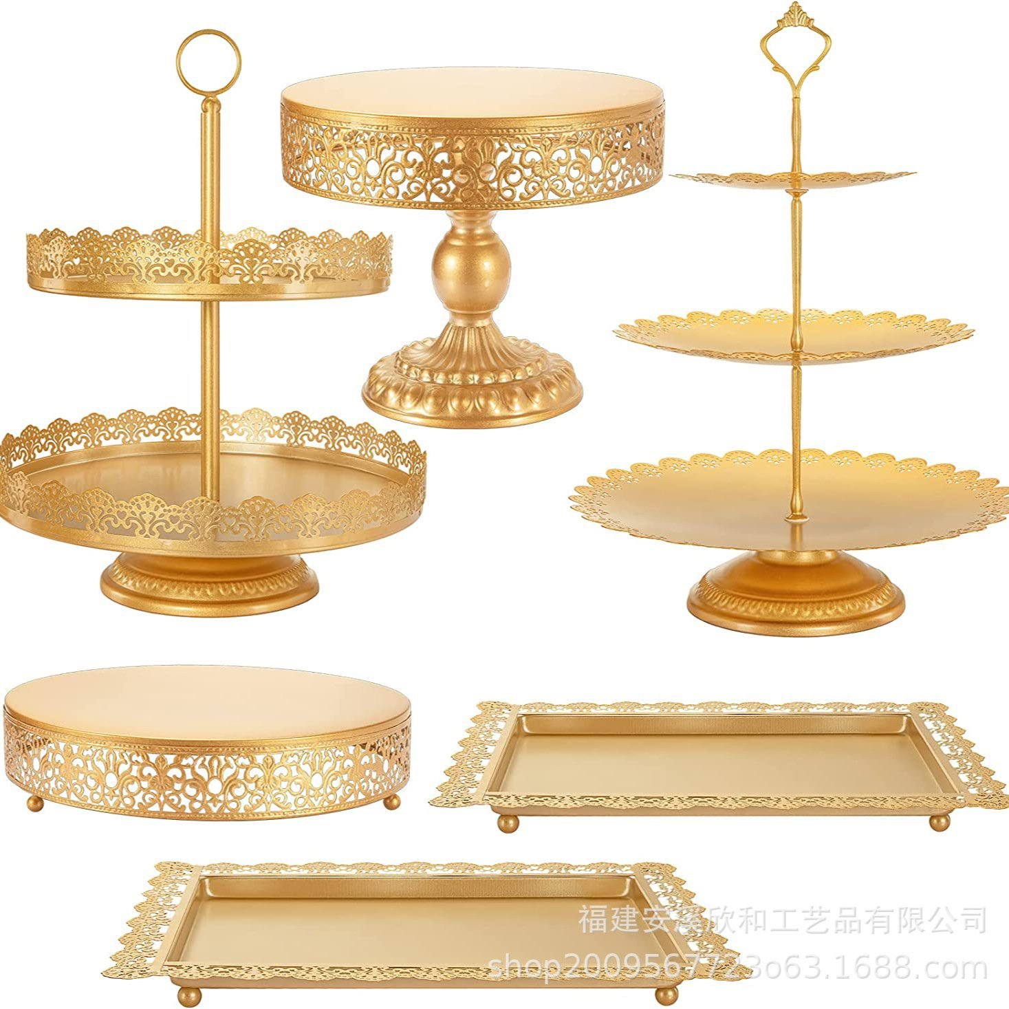 Conjunto de platos de pastel de estilo americano decoración de la mesa de boda fábrica creativa de hierro forjado props de boda postres estante de pastel