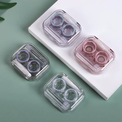 Contact lens case, transparent contact lens case, all-in-one box, no need to twist the lid, cute companion box, easy to carry, clean and hygienic