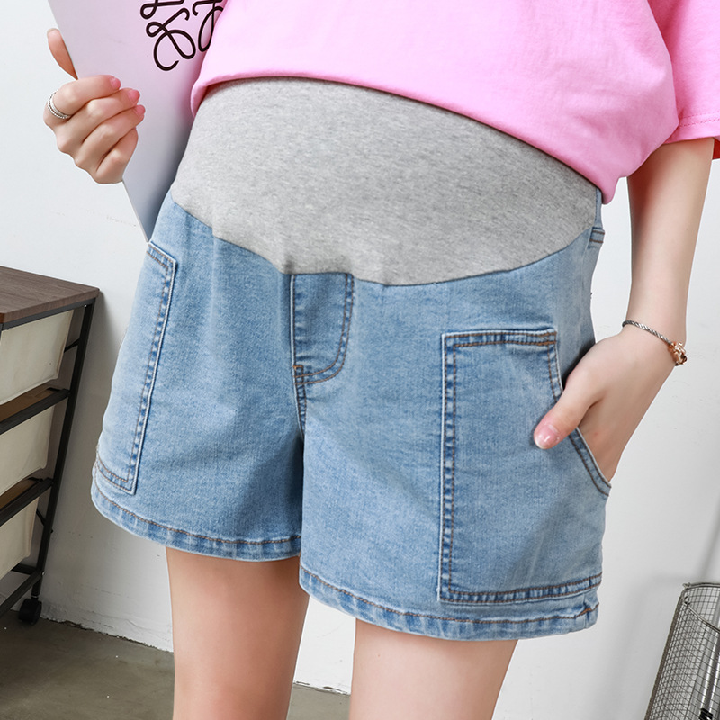 New pregnant women denim shorts summer plus fat plus size high stretch pants high-end quality