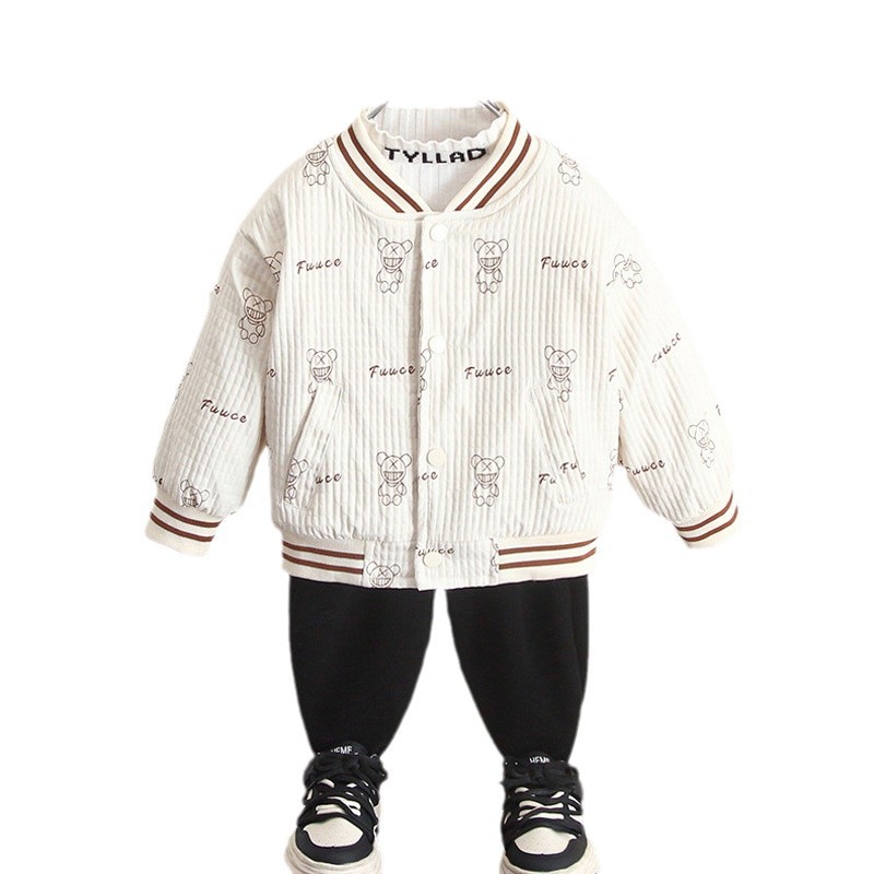 6604 chaqueta de niño uniforme de béisbol para niños otoño e invierno 2025 nuevo bebé más terciopelo engrosamiento ropa acolchada ropa de invierno