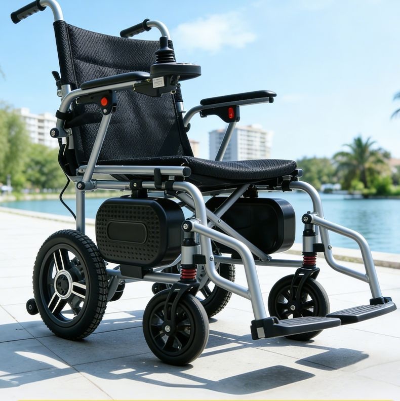 Aibangning electric wheelchair is a new portable, original-style, foldable mobility aid designed for the elderly to assist them in walking when they go out