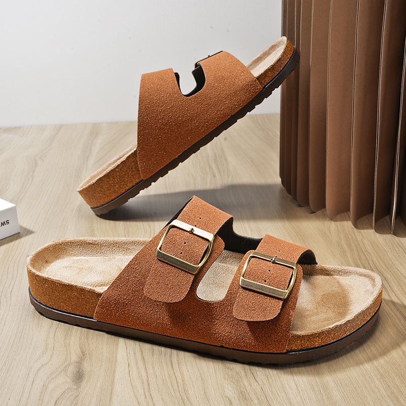 Pareja de zapatillas de corcho, zapatillas casuales y cómodas para mujeres, zapatillas frías para hombres, zapatillas de moda transfronterizas