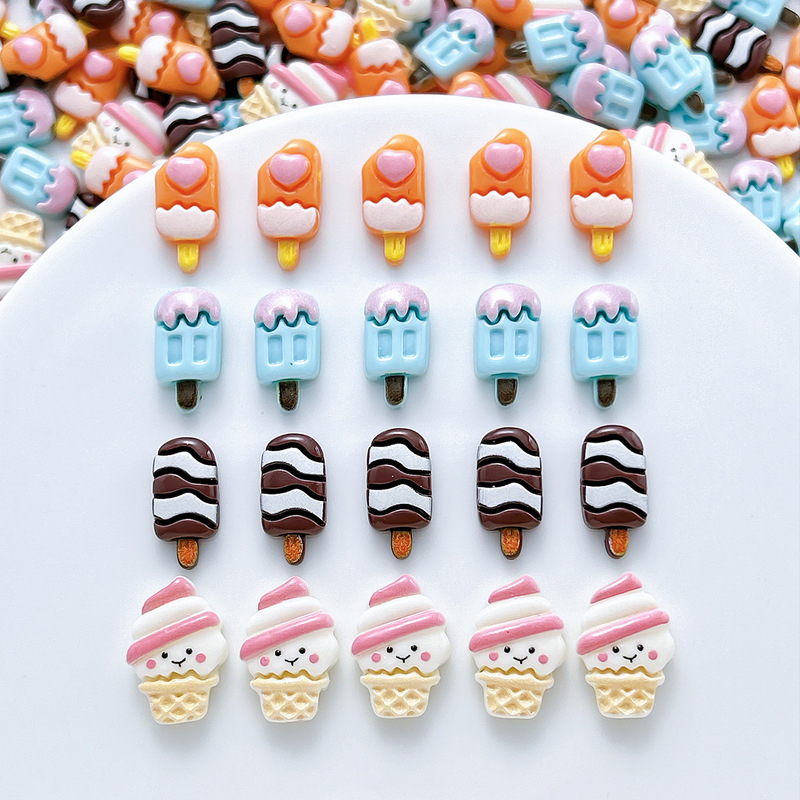 Macaron ice cream, popsicle, nail art accessories, resin patches, simulated food decorations, DIY handmade material kits wholesale