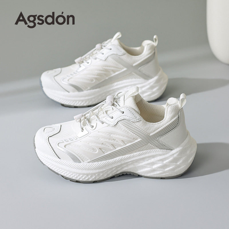 Augustion zapatos de papá de suela gruesa para mujer 2025 verano nuevo estilo malla zapatos blancos ligeros zapatos deportivos casuales