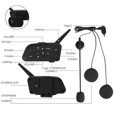 Helmet Intercom Headset, Motorcycle Helmet Headset