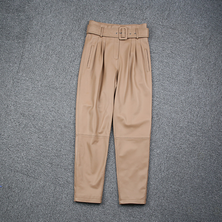 Ladies High Waist Leather Pants 4