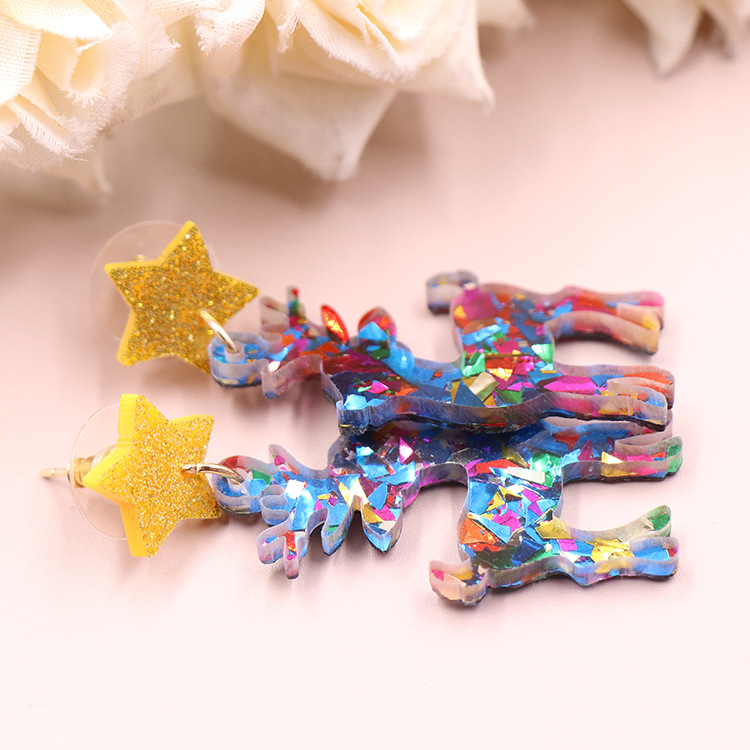 Arylic Material 1 Pair Christmas Cute Elk Arylic Drop Earrings