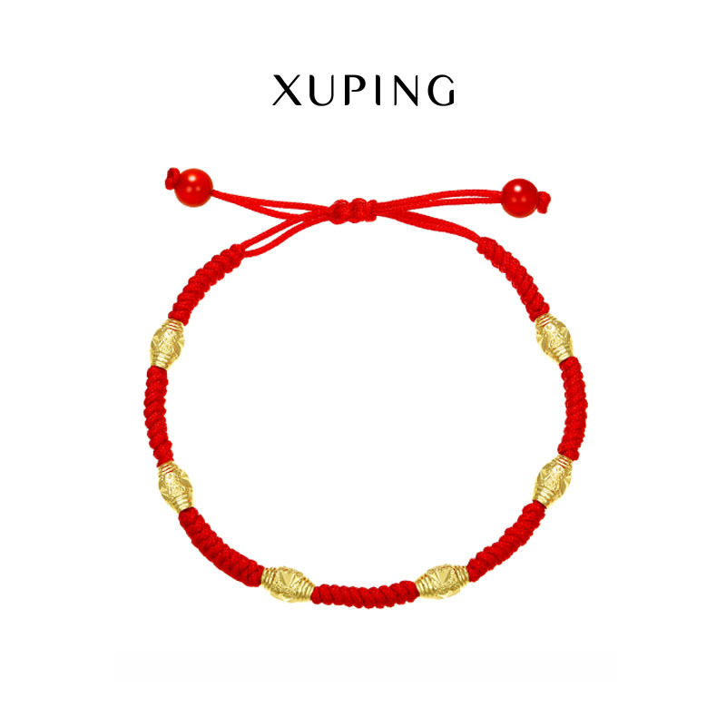 Xuping Pulsera roja artesanal con nudo de dragón – amuleto de la suerte para año zodiacal