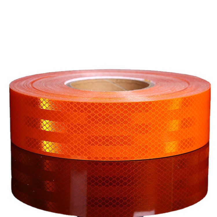厂家橙色pet条纹菱形反光胶带高强级反光贴纸反光膜货车车身贴