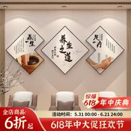 足疗店广告墙贴纸装饰画足浴美容院大厅布置养生馆背景墙门吧台小
