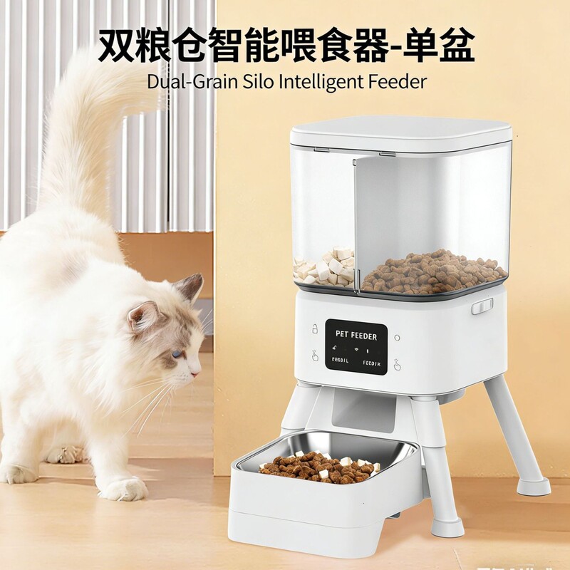 Remote Smart Pet Feeder Wifi Smart Timed and Quantitative Feeding Machine for Cats and Dogs Dual Feeder