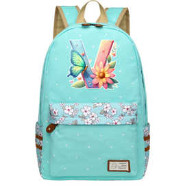 一件代发英文字母N-Z印花青少年女生中小学生书包男女休闲帆布包