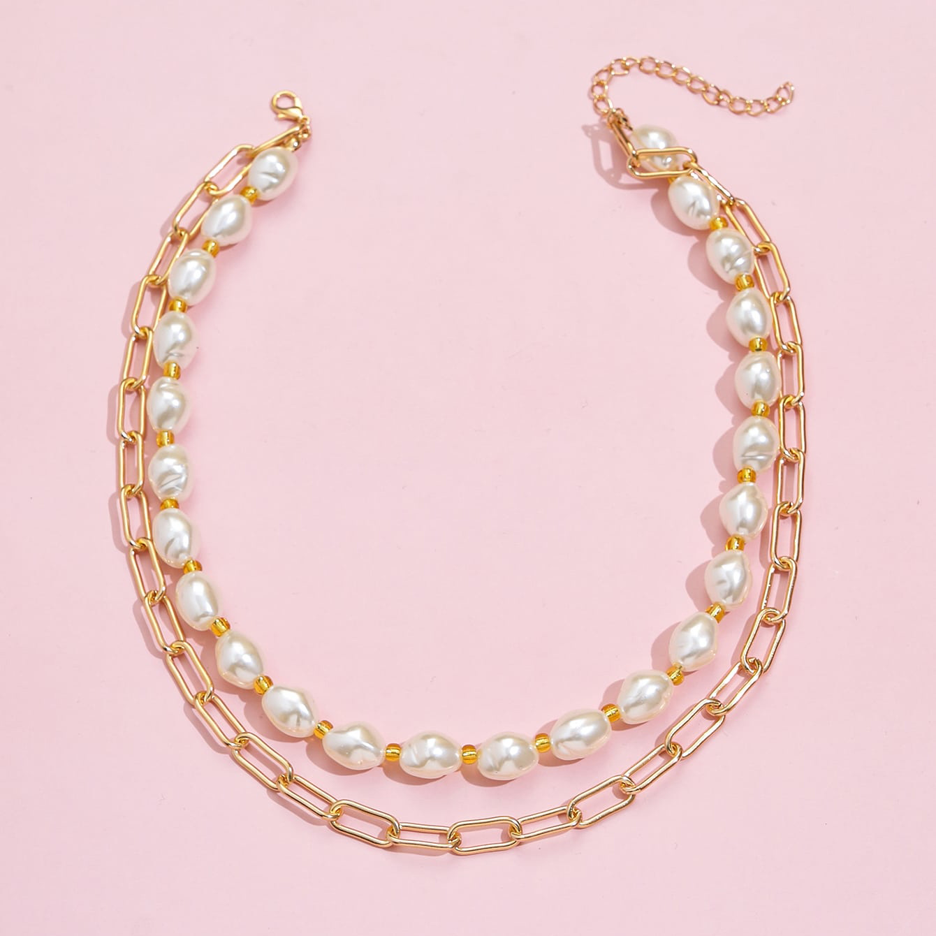 Alloy Material Fashion Double-layer Pearl Alloy Necklace Wholesale