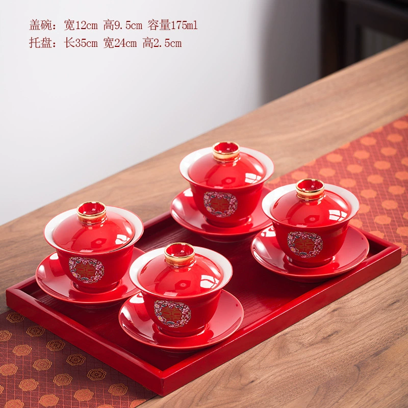 Red ceramic tea cup, tea set, Birthday gift