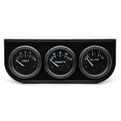 Cross-border hot sale 2-inch 52MM modified car instrument black triple meter combination voltage water temperature C oil pressure KG