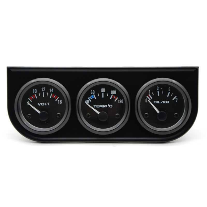 Cross-border hot sale 2-inch 52MM modified car instrument black triple meter combination voltage water temperature C oil pressure KG Cross-border hot sale 2-inch 52MM modified car instrument black triple meter combination voltage water temperature C oil pressure KG