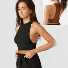 Sexy Fitness Sports Thread Round Neck Tight Back Yoga Wear Top Women's Outdoor Running Bra Padded Underwear 