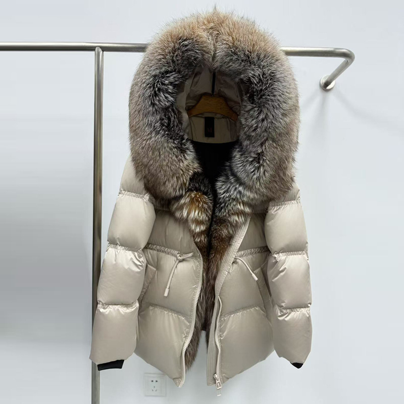 European Station 2025 New Luxury Fur Fox Large Fur Collar White Goose down down Jacket Women's Mid-Length Thickened Jacket European Station 2025 New Luxury Fur Fox Large Fur Collar White Goose down down Jacket Women's Mid-Length Thickened Jacket