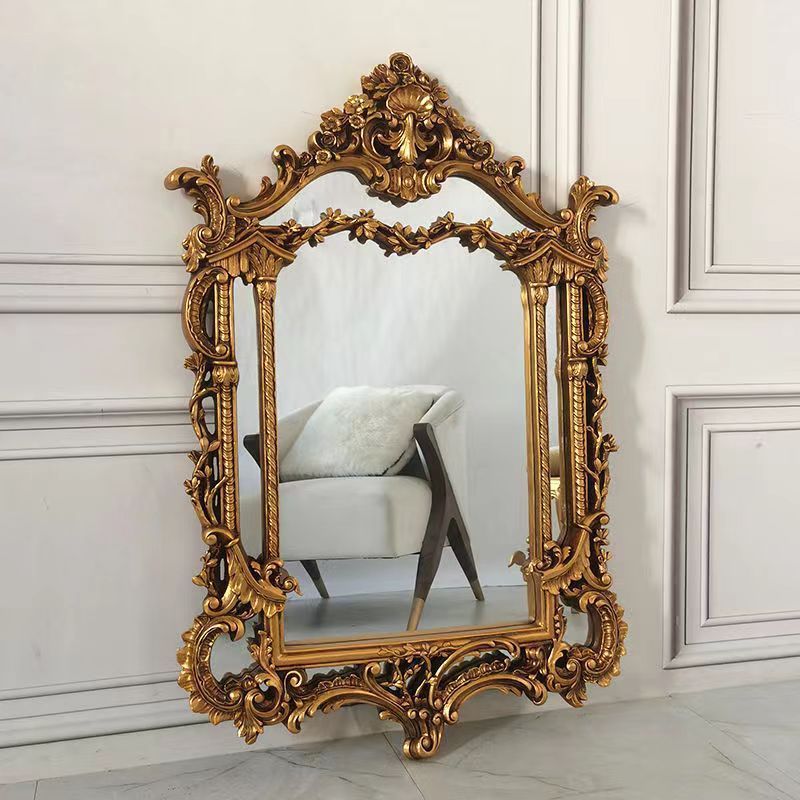 French Retro Bathroom American European Bathroom Mirror Wall-Mounted Mirror Bathroom Wall Carved Dressing Decoration Other