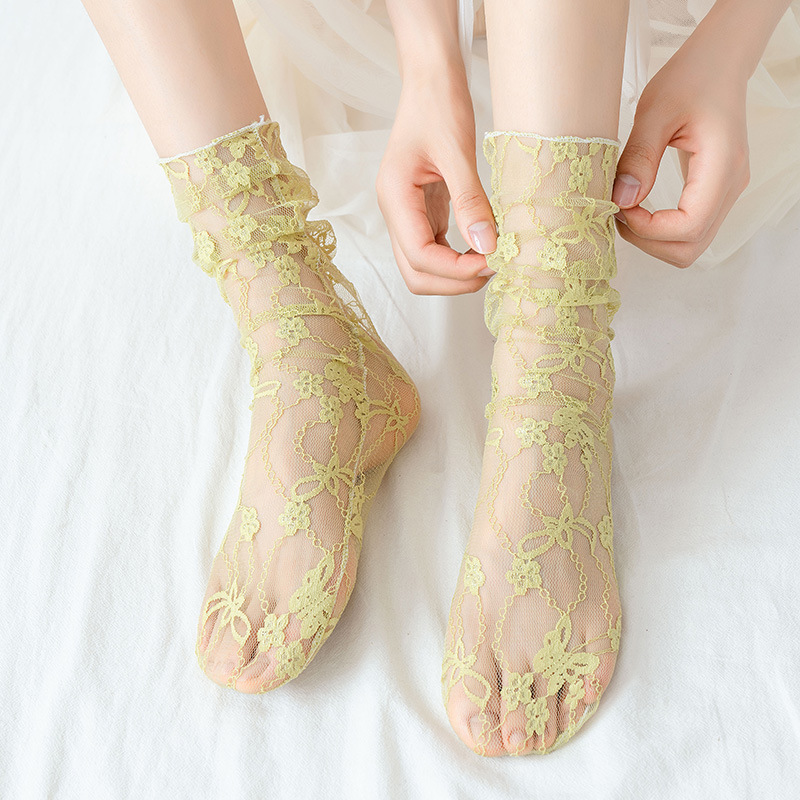 Women's Japanese Style Lace Acetate Fibre Nylon Ankle Socks A Pair display picture 2