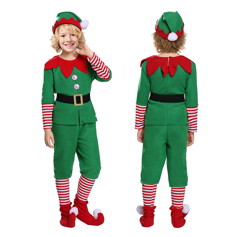 クリスマス衣装子供クリスマス妖精服コスプレ舞台服男女グリーンクリスマス服工場直供|undefined