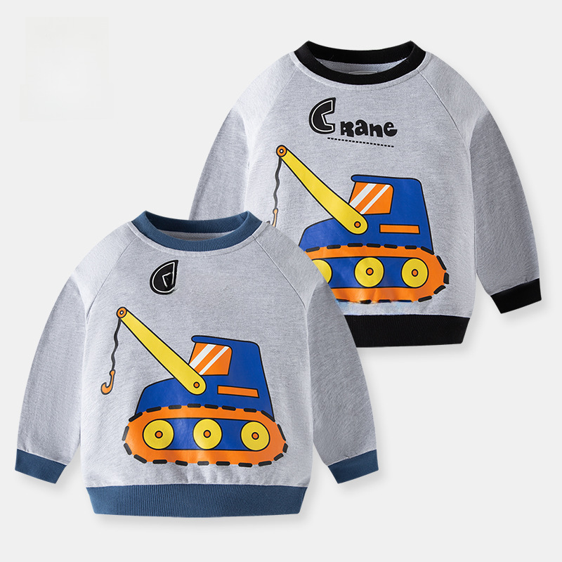 Children's Spring and Autumn Season Han Style Long Sleeve Hooded Sweatshirt, 2024 New, Cotton Cartoon Kids' Apparel, Factory Dropshipping