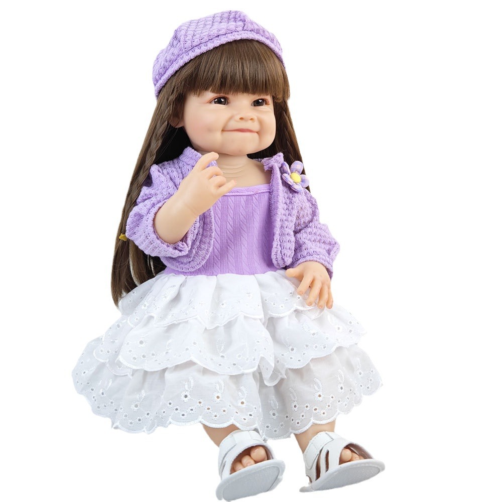 55cm Reborn Doll Soft Rubber Simulation Baby Toy Accompanying Children Cute Girls Can Change into Shower Dolls