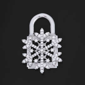 欧美跨境满钻锁头雪花吊坠嘻哈秋冬配饰圣诞锆石饰品女士项链定制