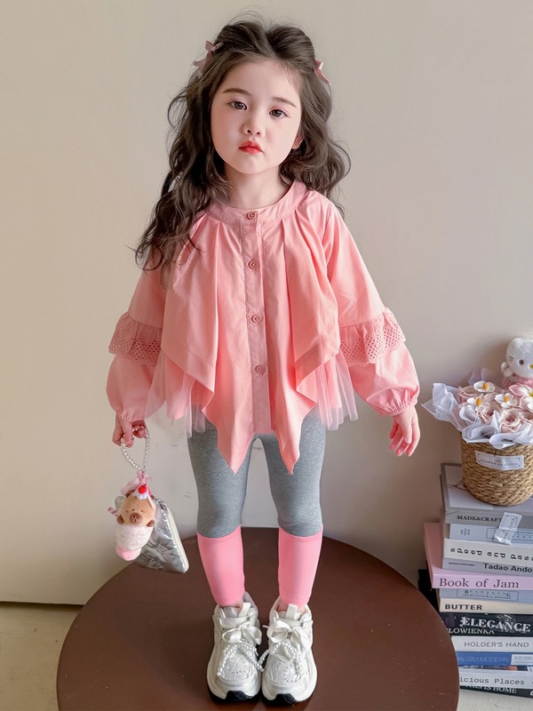 女童套装春秋装2025新款儿童韩版时髦小女孩个性衬衫打底裤两件套|undefined