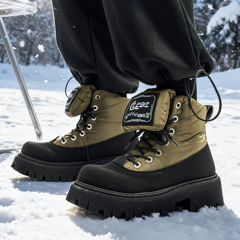 男式马丁靴跨境大码冬季新款高帮鞋时尚潮流厚底户外雪地靴机车靴