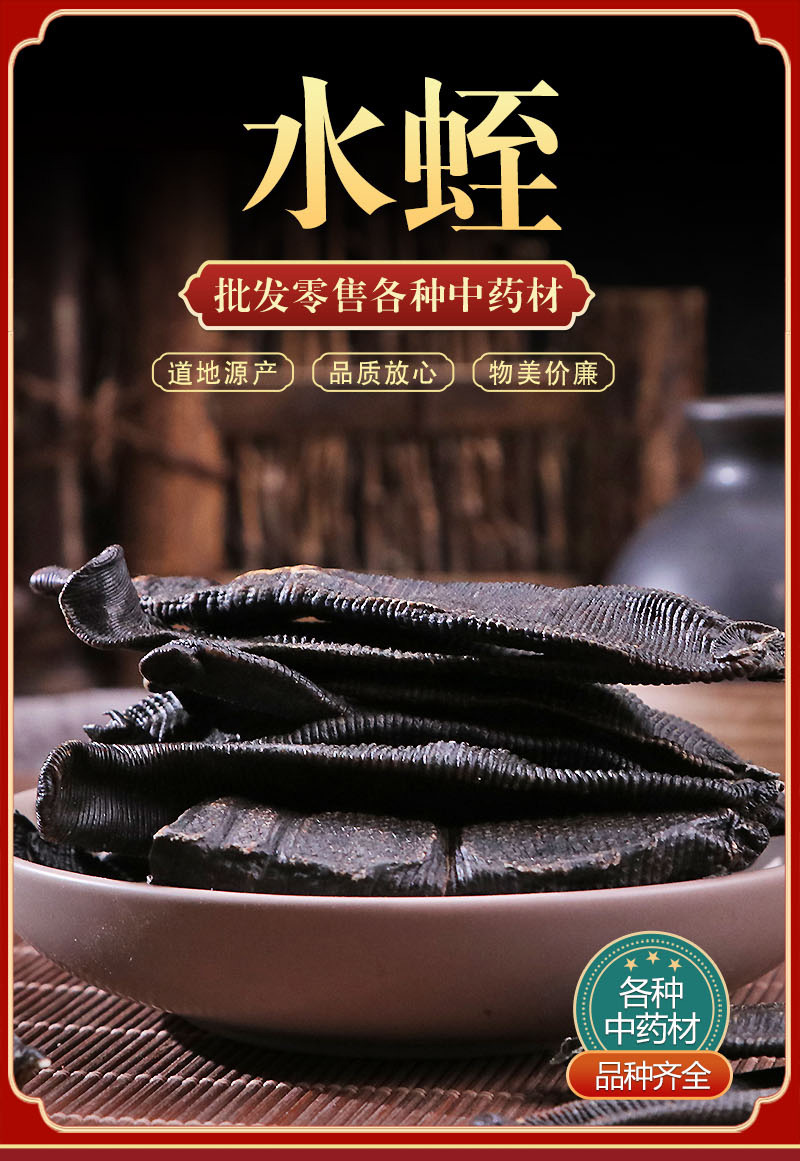 Shui Zhi Dried Leech (Hirudo medicinalis) — Air-Dried Whole Herb, 100g overview
