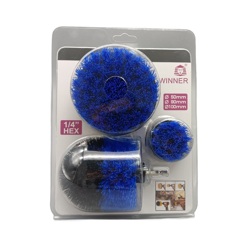 블루; 전기 드릴 브러시 3 피스 버블 쉘 세트