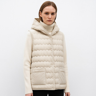 Pinghu Soft Mushroom down Jacket down Liner Vest New National Standard 90 down Autumn and Winter Light Hooded Vest for Women