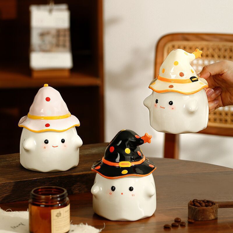 Regalos de cumpleaños fantasma extraños tazas de cerámica con tapa para regalar a la novia de graduación taza de regalo