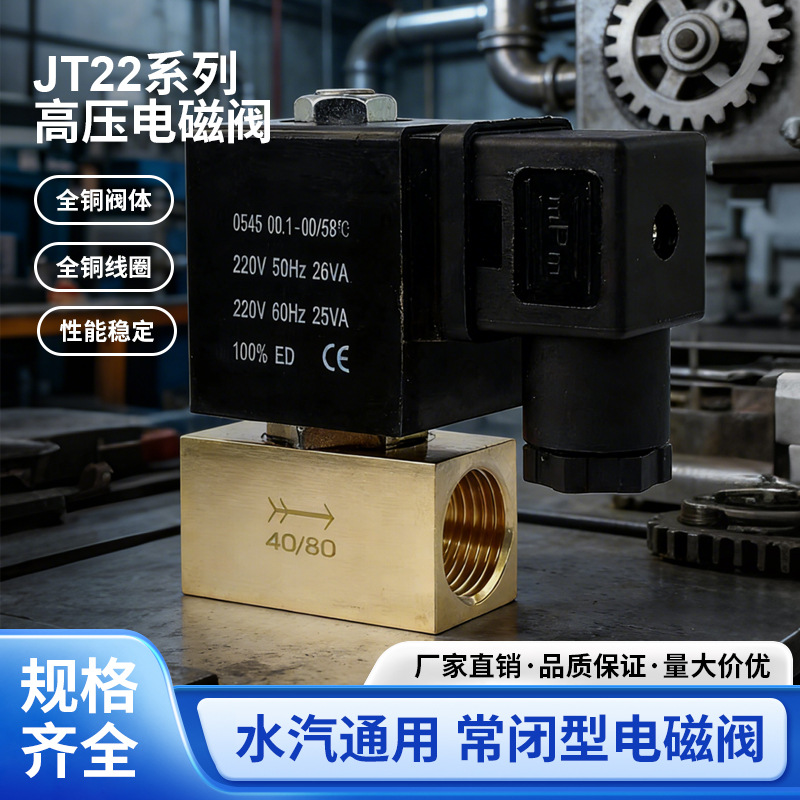 JT22-02/03/04小型二位两通高压电磁阀常闭耐压4MPA/8Mpa水阀气阀